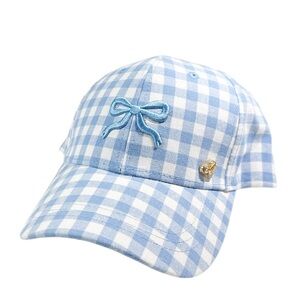 NEW Juicy Couture BLUE & WHITE Check/Ribbon Baseball Cap